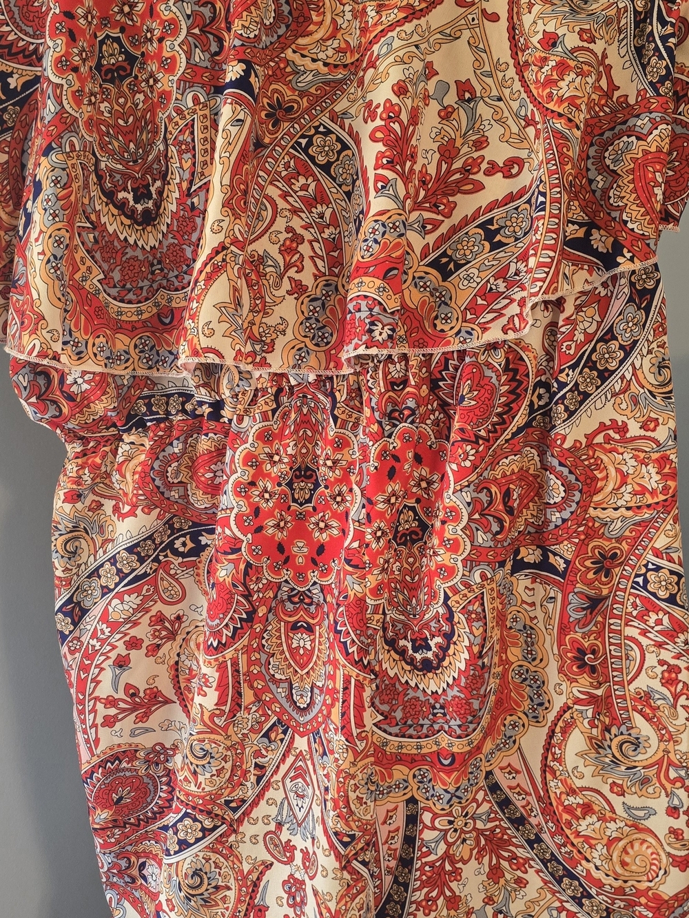 Women's Red Paisley Off-Shoulder  Romper(26)
